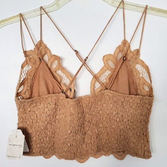 NWT Free People Adella Bralette Nude Crochet Lace Longline Bra Sz XL Balletcore - Picture 4 of 8